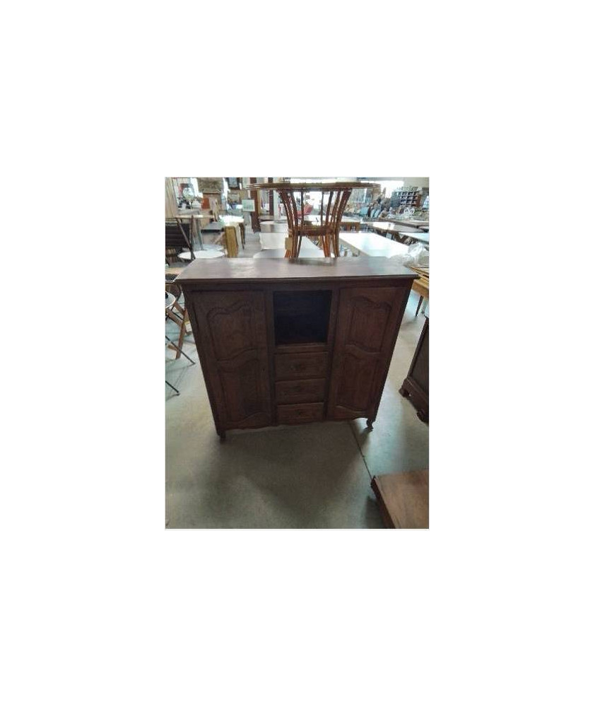 BUFFET BOIS MOULURÉ 2 PORTES 3 TIROIRS 1 NICHE STYLE RÉGENCE 