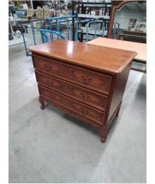 COMMODE BOIS CLAIR 3 TIROIRS STYLE REGENCE COQUILLE 