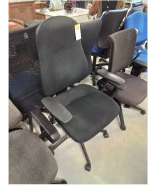 FAUTEUIL DE BUREAU A ROULETTES RÉSINE ET TISSU NOIR DOSSIER RÉGLABLE 
