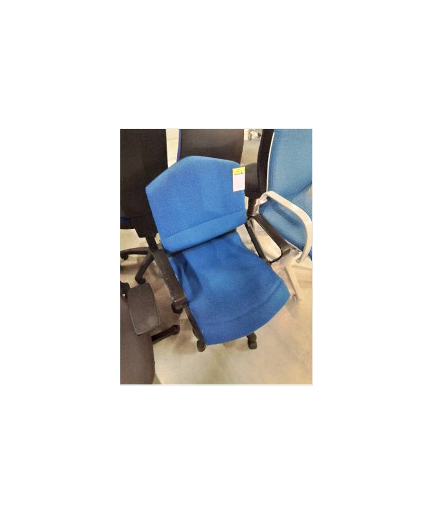 FAUTEUIL DE BUREAU A ROULETTES RÉSINE NOIR ET TISSU BLEU 