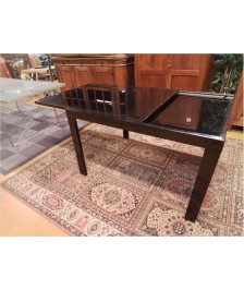 TABLE VERRE PIED MÉTALLIQUE  1 ALLONGE 120