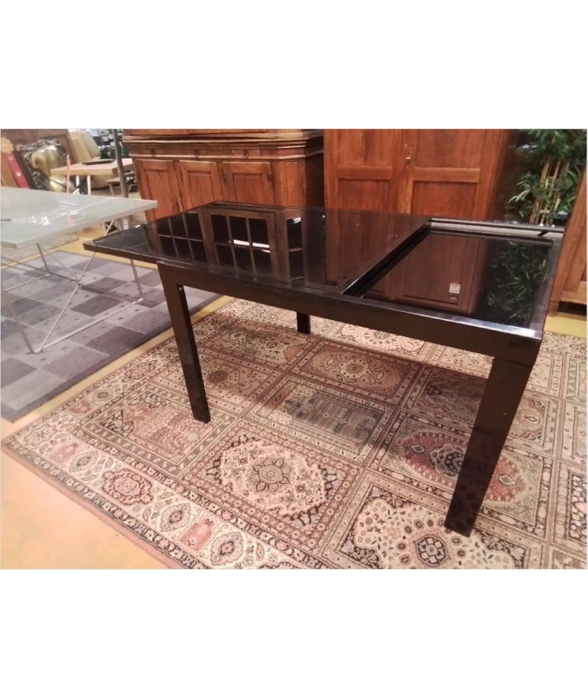TABLE VERRE PIED MÉTALLIQUE 1 ALLONGE 120 TABLE VERRE PIED MÉTALLIQUE 1 ALLONGE 120