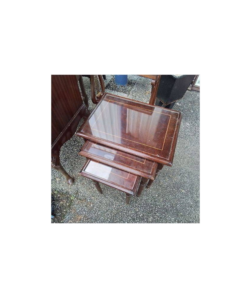 TABLES GIGOGNES BOIS VERRE FILET