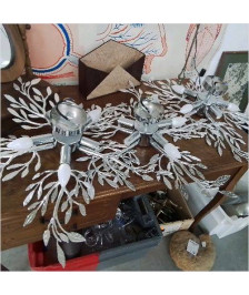 PLAFONNIER ARGENTÉ FEUILLES