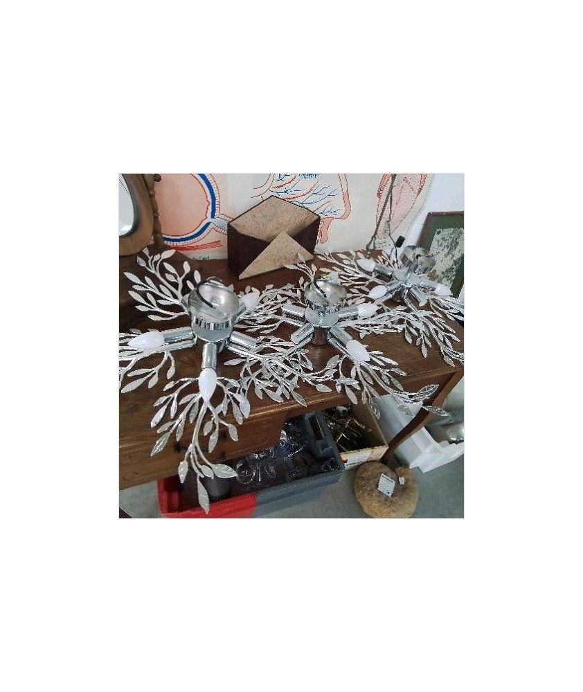 PLAFONNIER ARGENTÉ FEUILLES