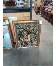 TAPISSERIE LE JOUEUR DE FLUTE ANNIE BOUQUET  CADRE MOULURÉ DORÉ