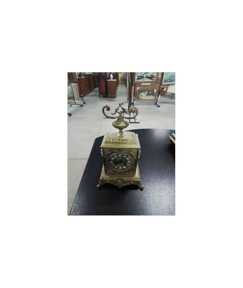 PENDULE  BRONZE AUX MASCARONS  MARTI & CIE XIXE EN L ETAT 