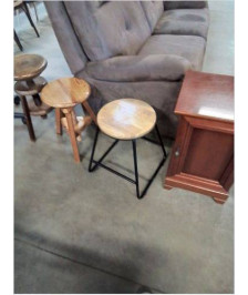 TABOURET ROND BOIS  PIÈTEMENT METAL