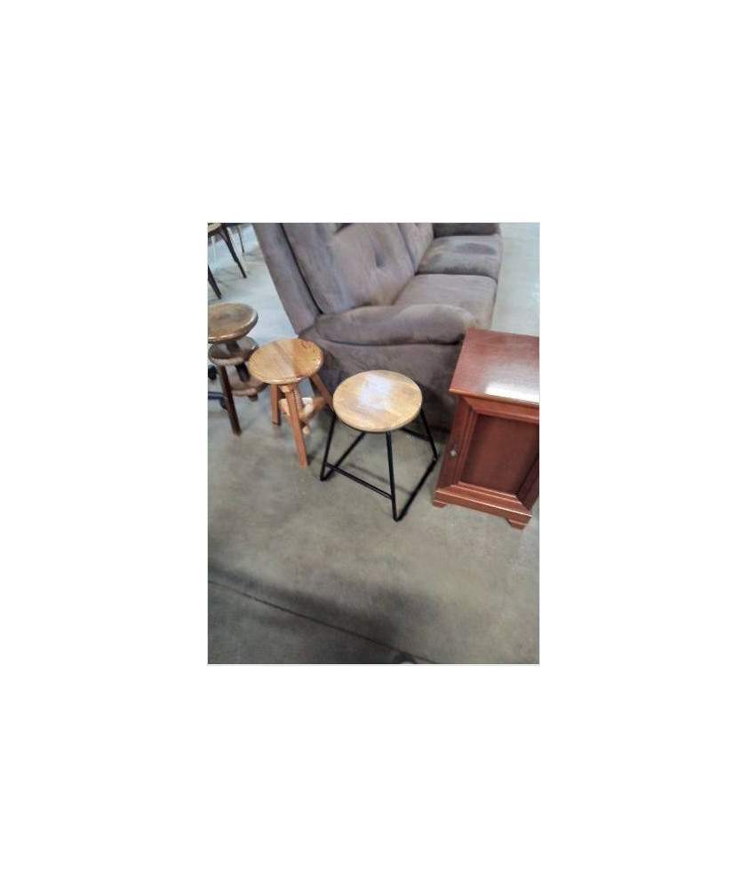TABOURET ROND BOIS  PIÈTEMENT METAL