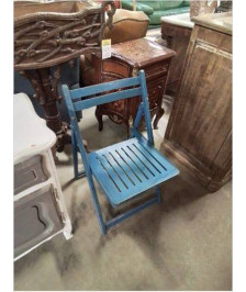 CHAISE PLIANTE BOIS BLEU AJOURÉ 