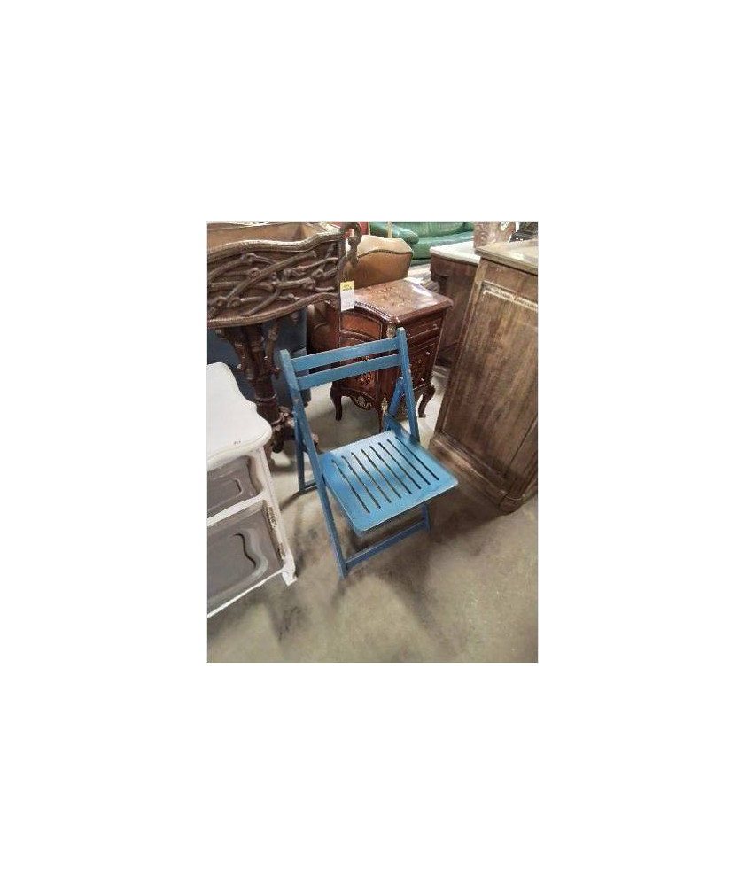 CHAISE PLIANTE BOIS BLEU AJOURÉ 