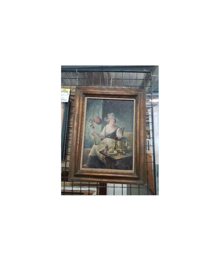 HUILE SUR TOILE LE NETTOYAGE DES CUIVRES MAURICE LOUIS MONNOT - 1869 1937 - HUILE SUR TOILE LE NETTOYAGE DES CUIVRES MAURICE LOUIS MONNOT - 1869 1937 -