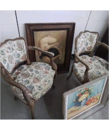PAIRE DE FAUTEUILS MOTIFS FLEURS