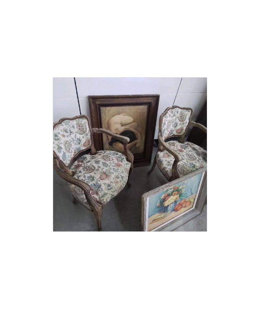 PAIRE DE FAUTEUILS MOTIFS FLEURS