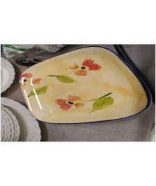 PLAT FLEURS LISERE BLEU