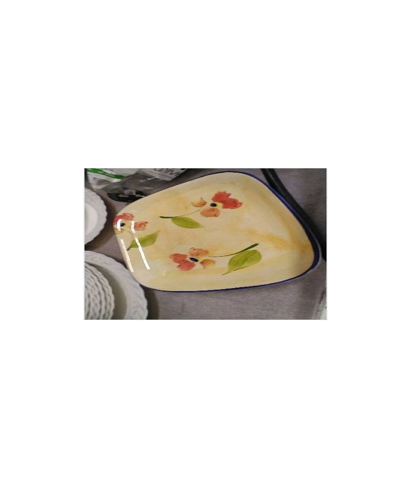 PLAT FLEURS LISERE BLEU