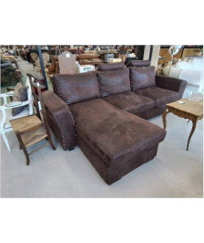 CANAPE D’ANGLE CONVERTIBLE REVERSIBLE MICROFIBLE CHOCOLAT