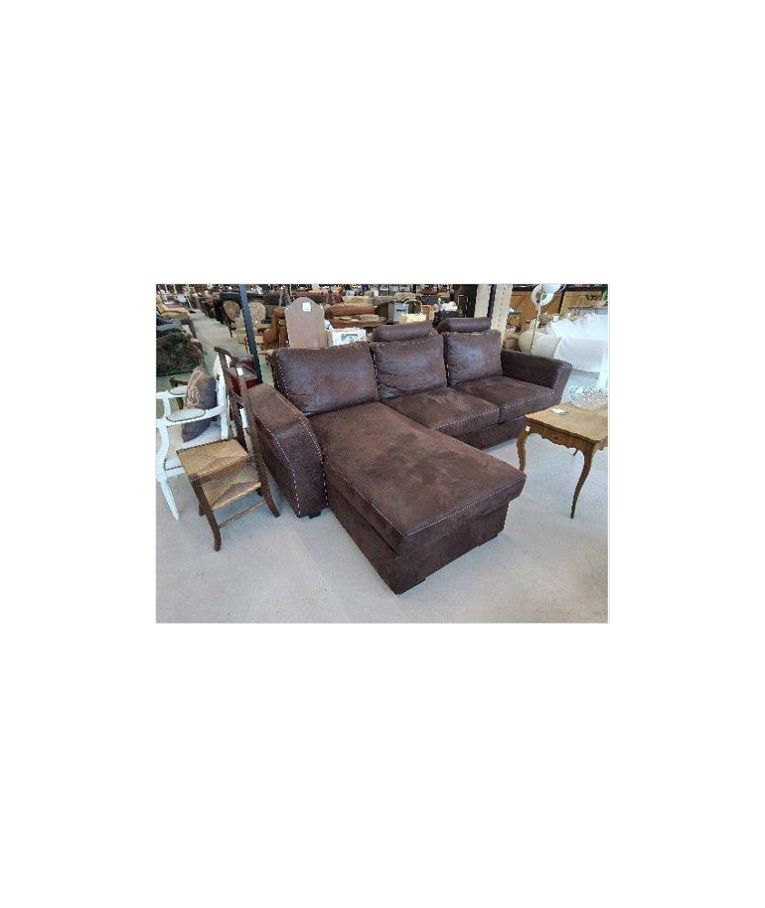 CANAPE D’ANGLE CONVERTIBLE REVERSIBLE MICROFIBLE CHOCOLAT