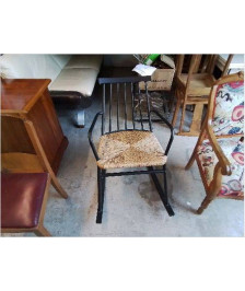 FAUTEUIL A BASCULE PAILLE ET FER 