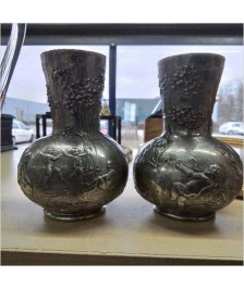 PAIRE DE VASE ETAIN SIGNÉ 