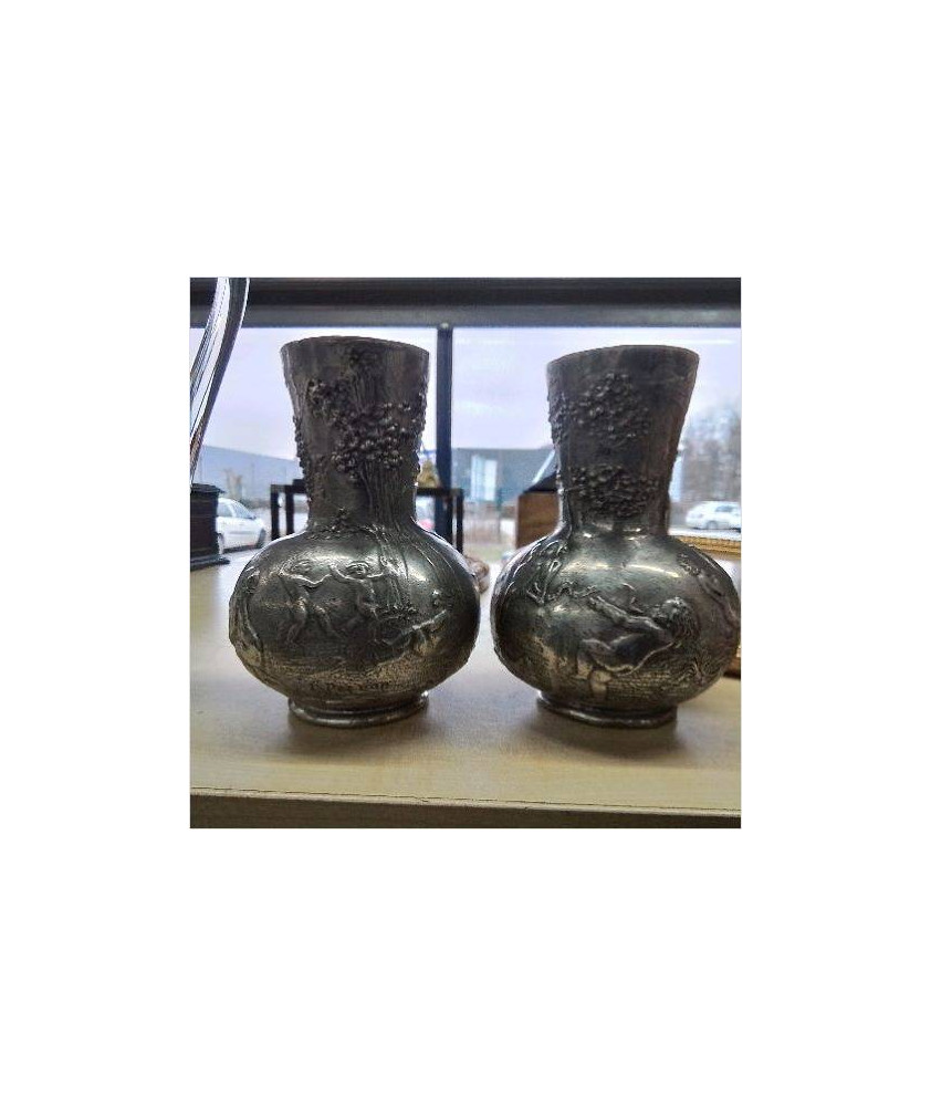 PAIRE DE VASE ETAIN SIGNÉ 
