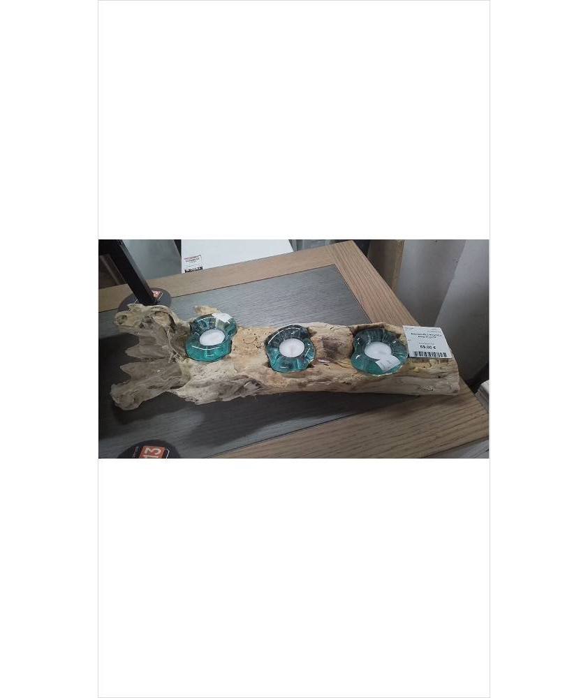 BOUGEOIR 3 BOUGIES BOIS FLOTTE