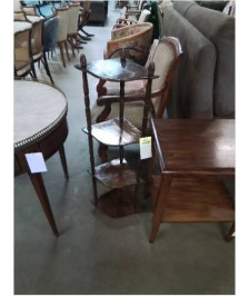 ÉTAGÈRE DE COIN BOIS A COLONNES 4 NIVEAUX 