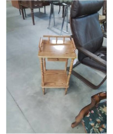 CONSOLE BOIS A COLONNES ET  GALERIE 2 PLATEAUX 1 TIROIR 