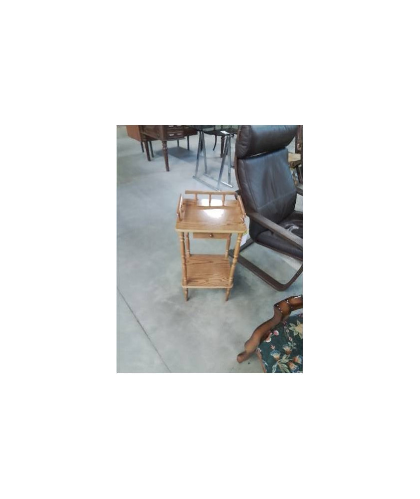 CONSOLE BOIS A COLONNES ET  GALERIE 2 PLATEAUX 1 TIROIR 