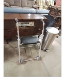 DEHAMBULATEUR 2 ROUES MÉTAL GRIS PLATEAU PU BNOR