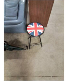TABOURET MÉTAL ASSISE DRAPEAU BRITANNIQUE PU