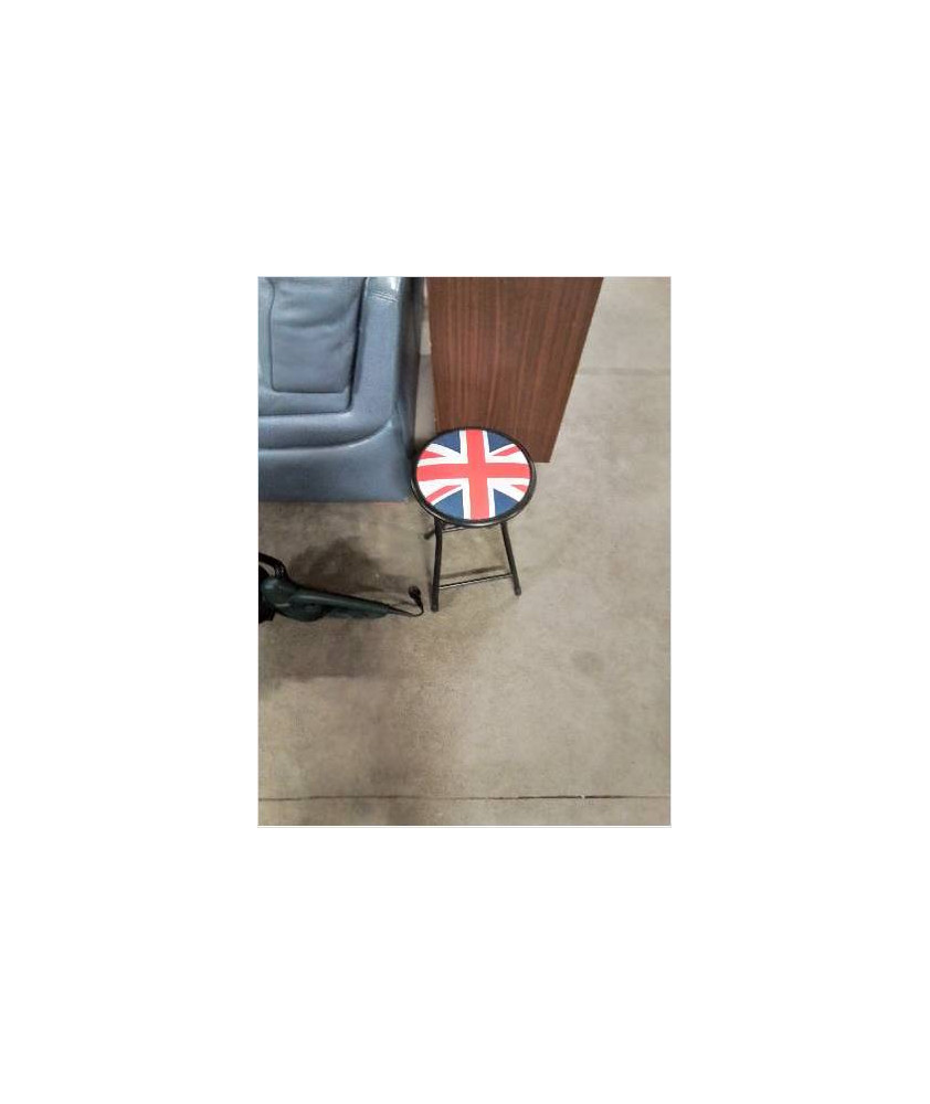 TABOURET MÉTAL ASSISE DRAPEAU BRITANNIQUE PU