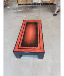 TABLE BASSE RECTANGULAIRE BOIS LAQUÉ ROUGE ET NOIR ANNEES 80