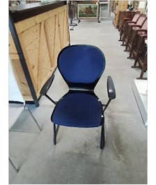 FAUTEUIL DE BUREAU LEHNE MARTIN STOLL ASSISE ET DOSSIER TISSU BLEU PIÈTEMENT MÉTAL NOIR