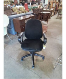 FAUTEUIL DE BUREAU A ROULETTES REGLABLE EN HAUTEUR ET PROFONDEUR  ASSISE ET DOSSIER TISSU NOIR