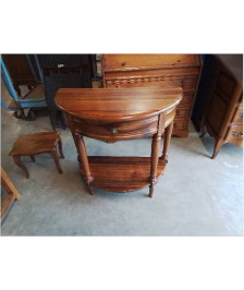 CONSOLE DEMI LUNE A COLONNES 1 TIROIR 