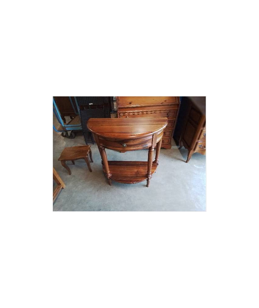 CONSOLE DEMI LUNE A COLONNES 1 TIROIR 