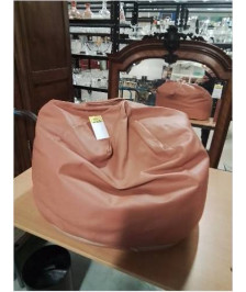 POUF POIRE CUIR ORANGÉ 
