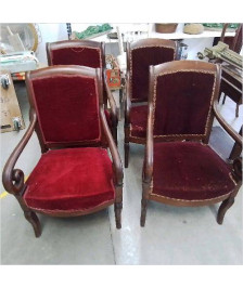 PAIRE DE FAUTEUILS TISSU ROUGE