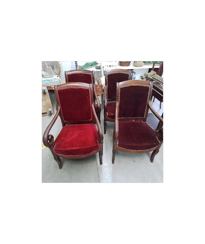 PAIRE DE FAUTEUILS TISSU ROUGE