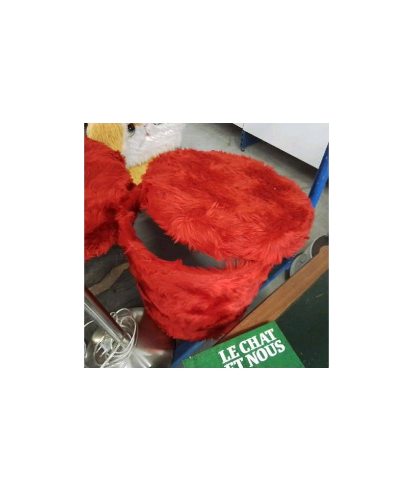 POUF COFFRE FOURRURE ROUGE 
