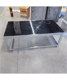 TABLE BASSE PLATEAU VERRE NOIR