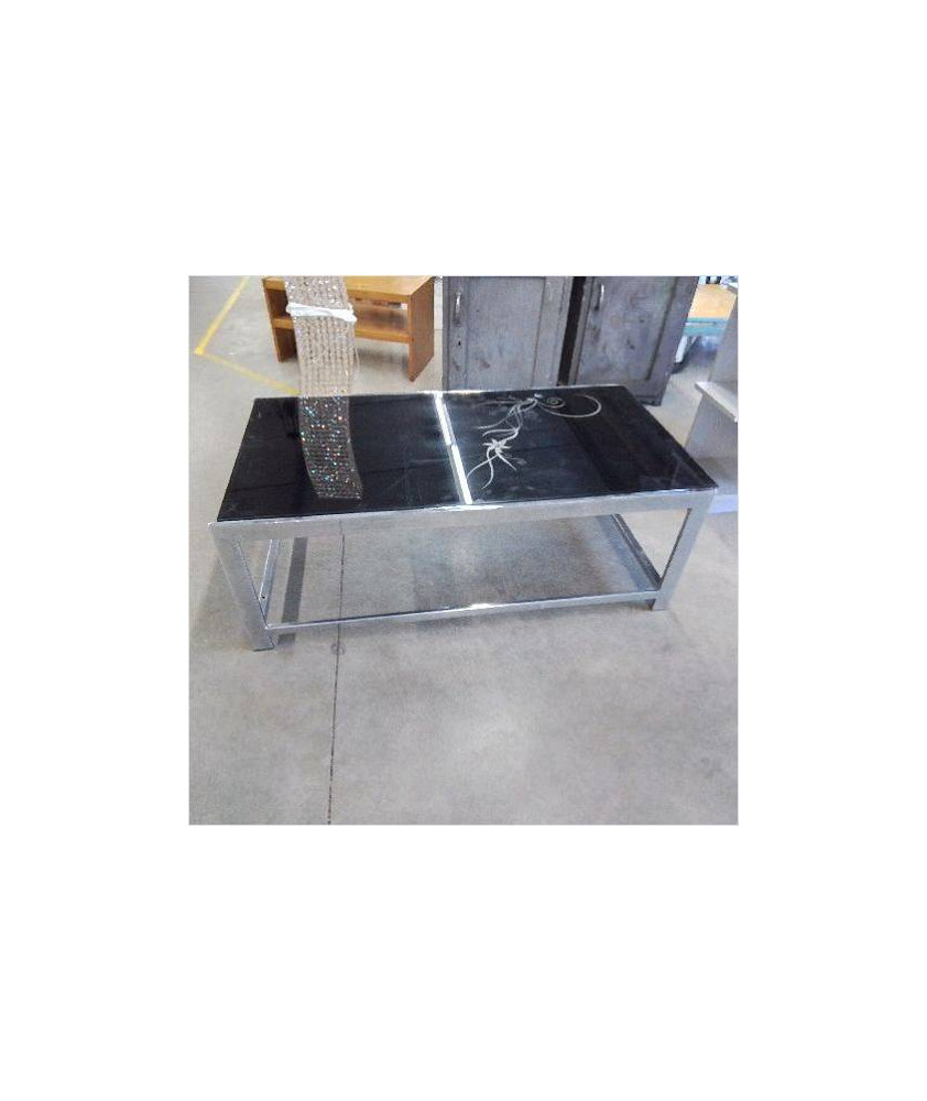 TABLE BASSE PLATEAU VERRE NOIR