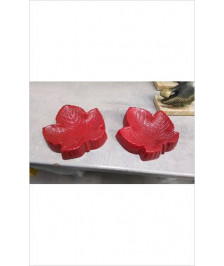 CENDRIER OPALINE FEUILLE ROUGE 