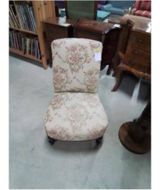 CHAUFFEUSE NAPOLÉON III TISSU BEIGE FLEURI