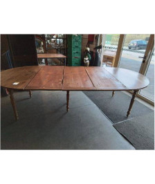 TABLE RONDE A ABATTANTS LOUIS PHILIPPE PIEDS JACOB 130 CM 3 RALLONGES DE 50 CM