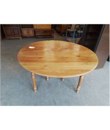 TABLE RONDE A ABATTANTS LOUIS PHILIPPE PIEDS JACOB 130 CM 3 RALLONGES DE 50 CM