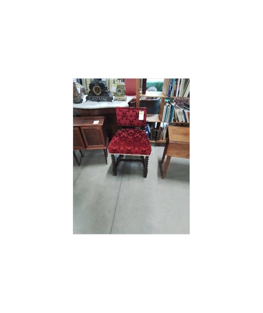 CHAISE HAUTE  TORSADEE TISSU ROUGE STYLE LOUIS XIII 