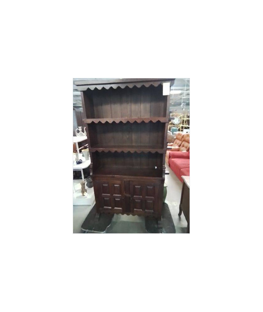 BUFFET BOIS MOULURE  2 PORTES 3 ÉTAGÈRES