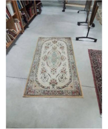 TAPIS BEIGE AUX FLEURS ROUGE 86X157